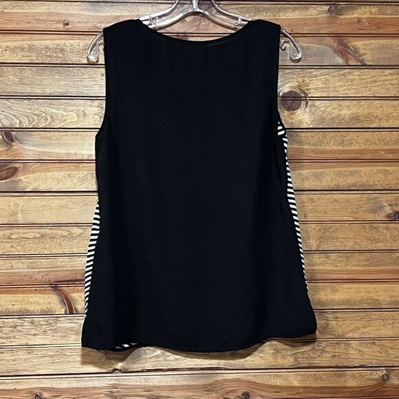 Chico’s Sedemi Sheer Sleeveless Women’s Top Size 1 (M) Soft Black White Stripes - Picture 6 of 6